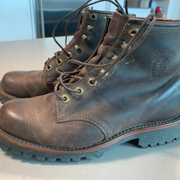 Chippewa Mens Leather Service  Work Boots Vibram Sole 7D, fits like 8 US - Picture 11 of 12
